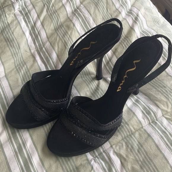 Black Embellished Nina Heels - Picture 2 of 6